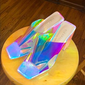 Iridescent Block Heels